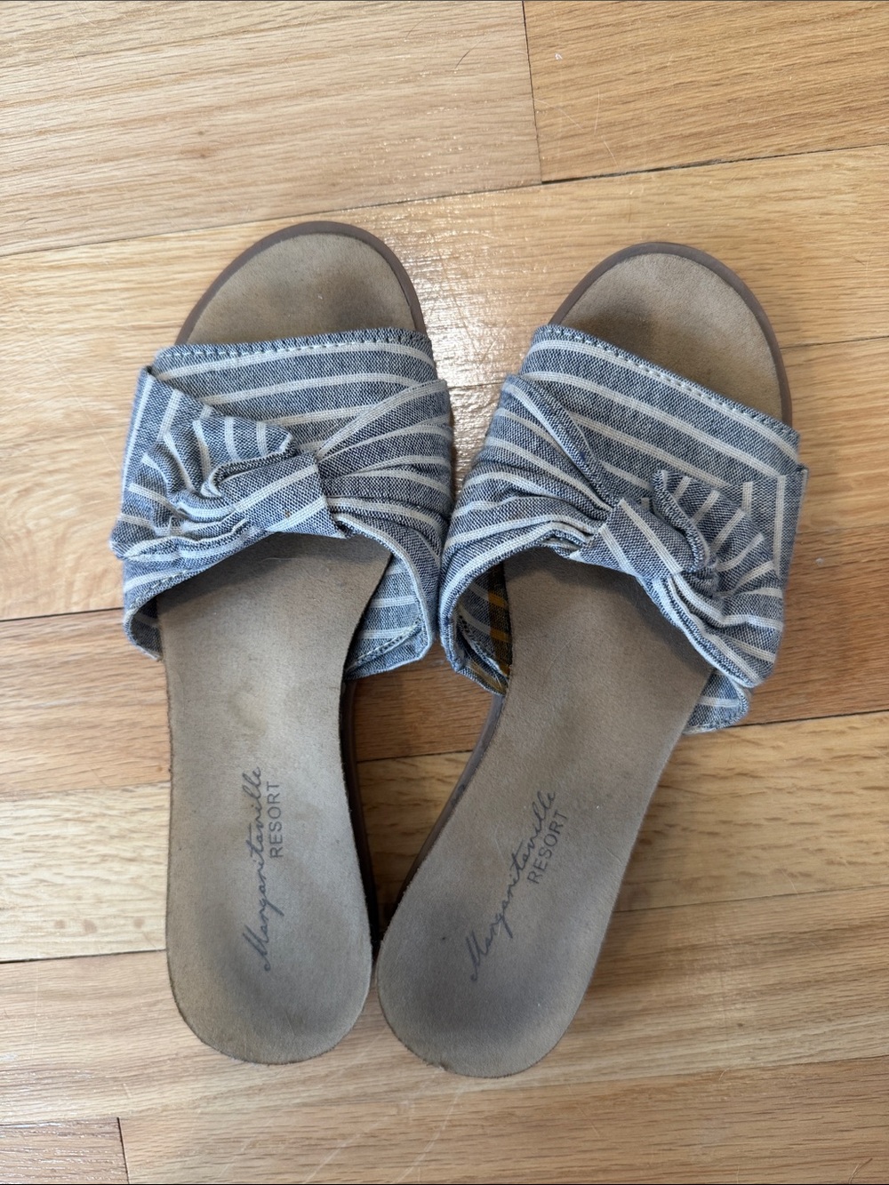 Resort Striped Knot Slide Sandals - Blue Gray